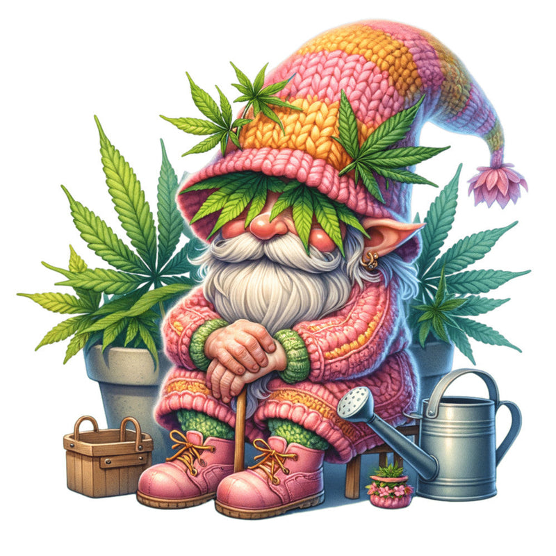 Cannabis Garden Gnomes Fabric Panel 2