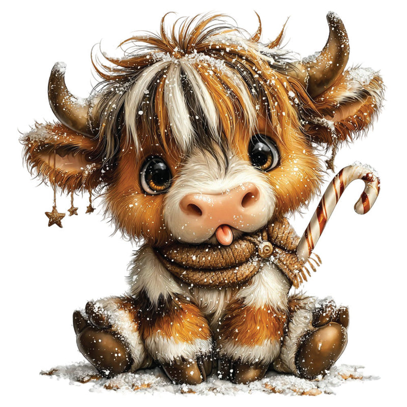 Christmas Highland Cow Fabric Panel 14