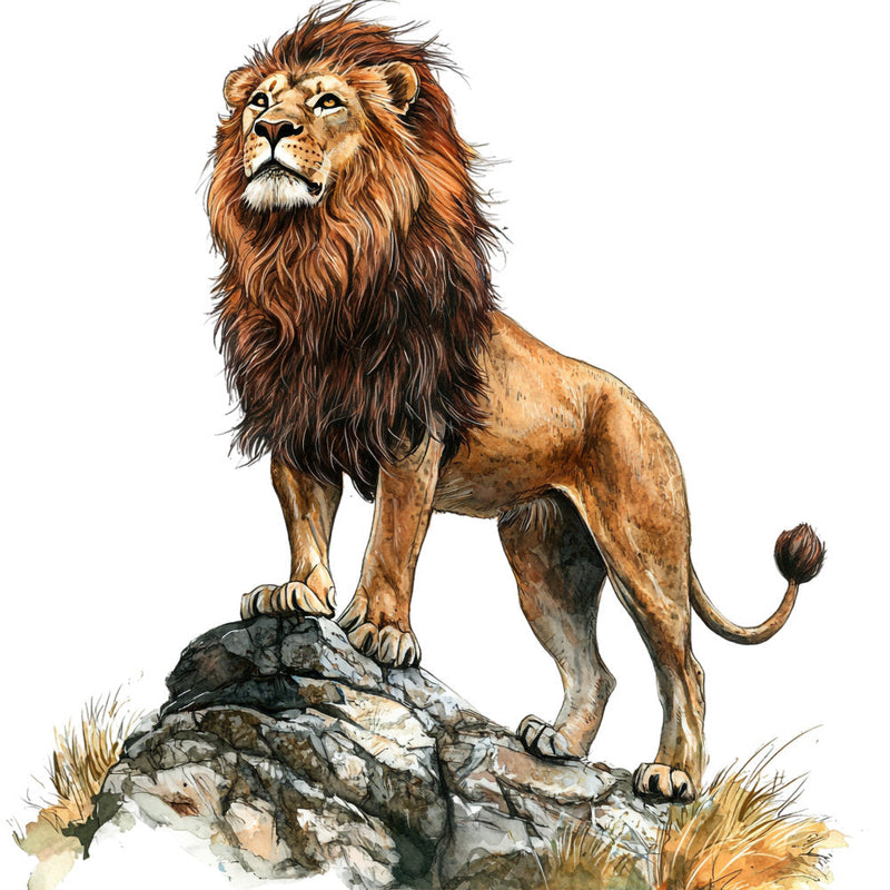 Watercolor Lion Fabric Panel 9