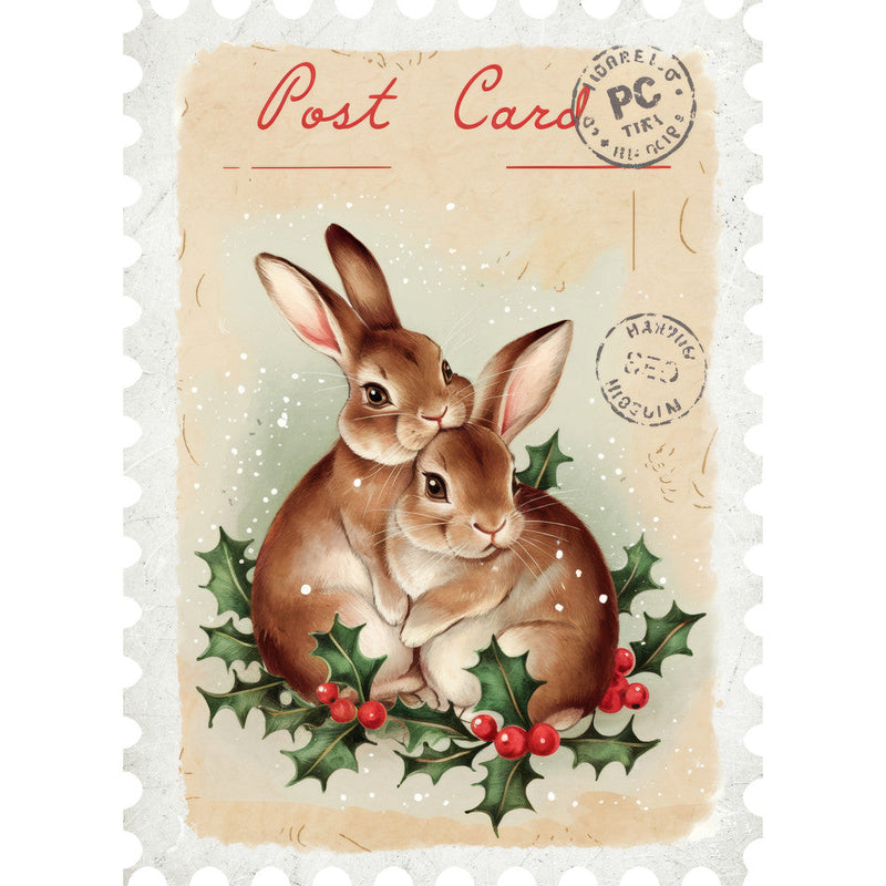 Vintage Christmas Postage Fabric Panel 12