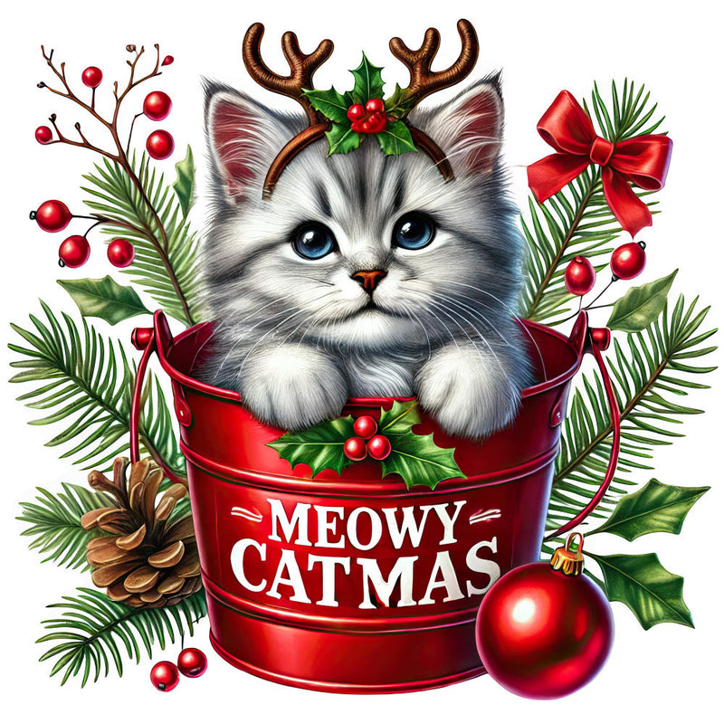 Meowy Christmas Fabric Panel 18