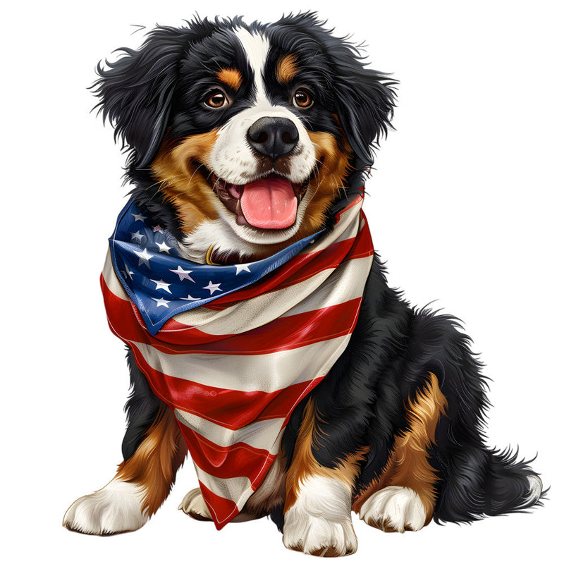 Dogs with American Flag Fabric Panel 11