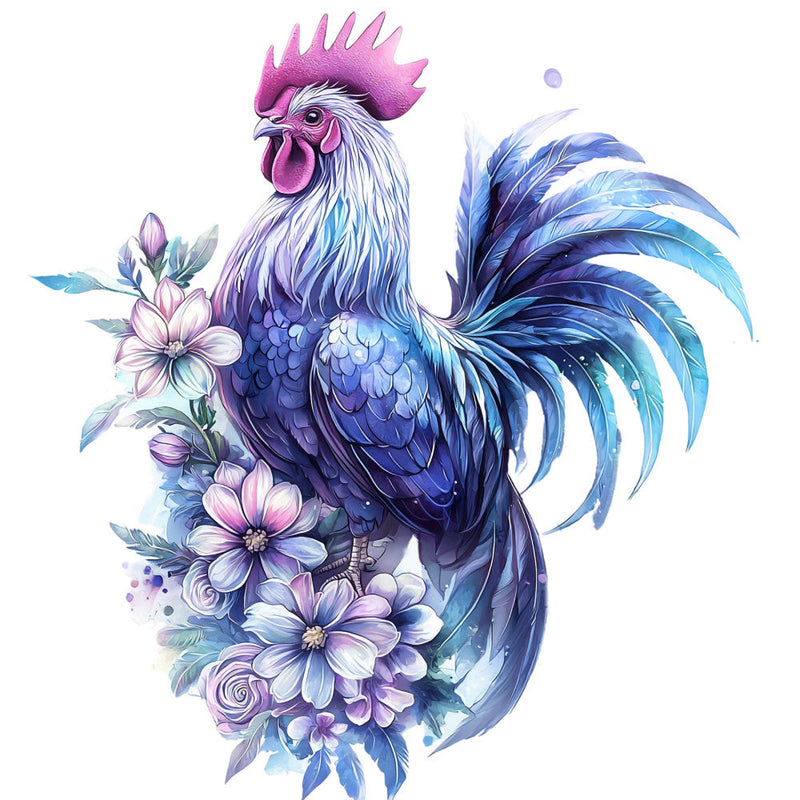 Floral Rooster Fabric Panel 11