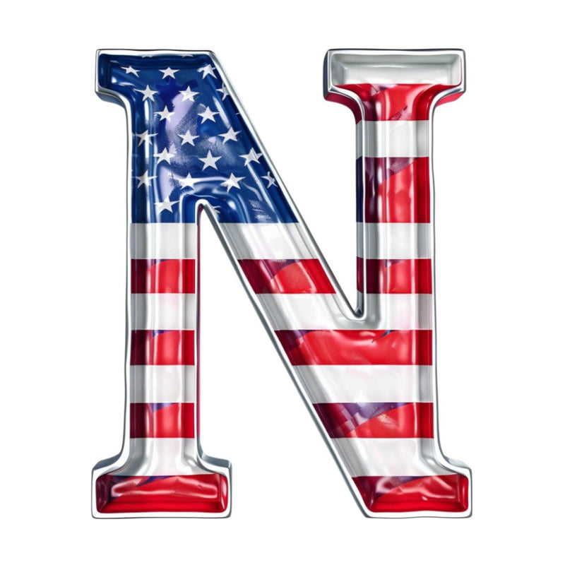 Grunge American Flag Alphabet Fabric Panel 21