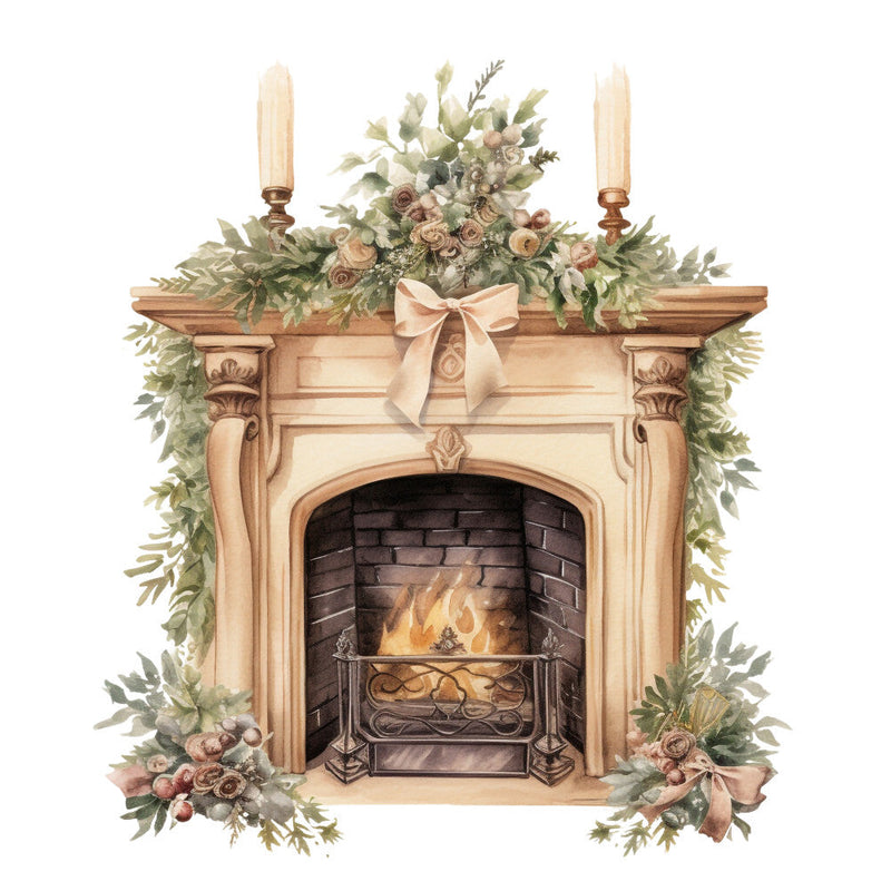 Antique Christmas Fabric Panel 16