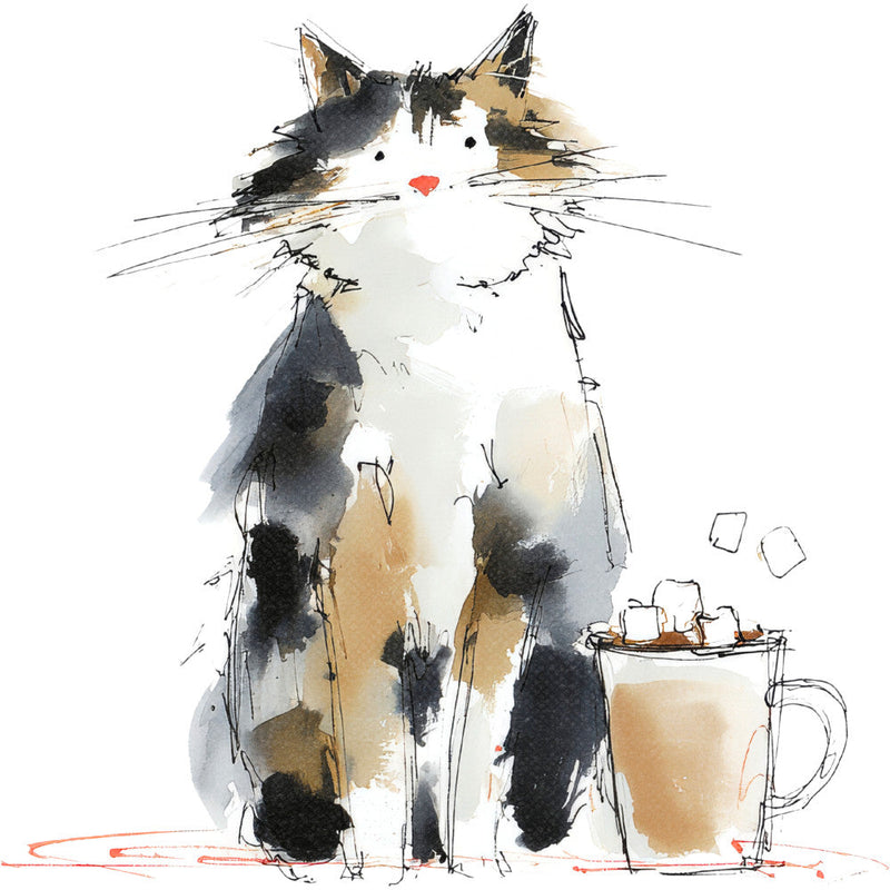 Handdrawn Christmas Cats Fabric Panel 62