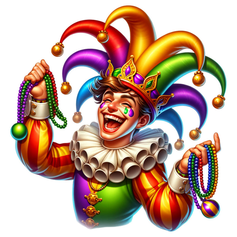 Watercolor Mardi Gras Fabric Panel 5