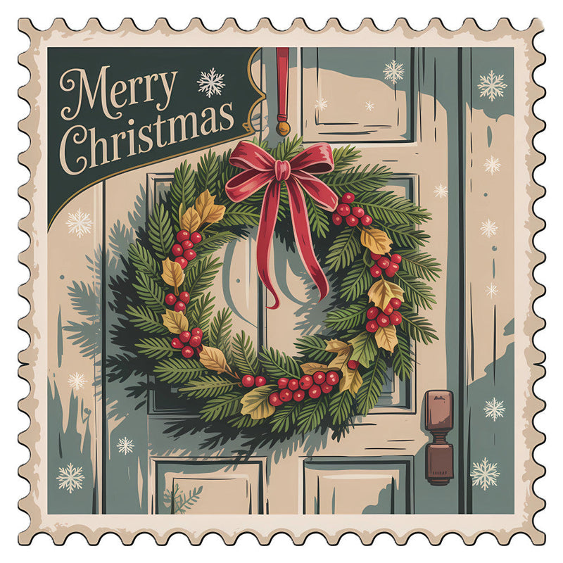 Vintage Christmas Stamps Fabric Panel 57