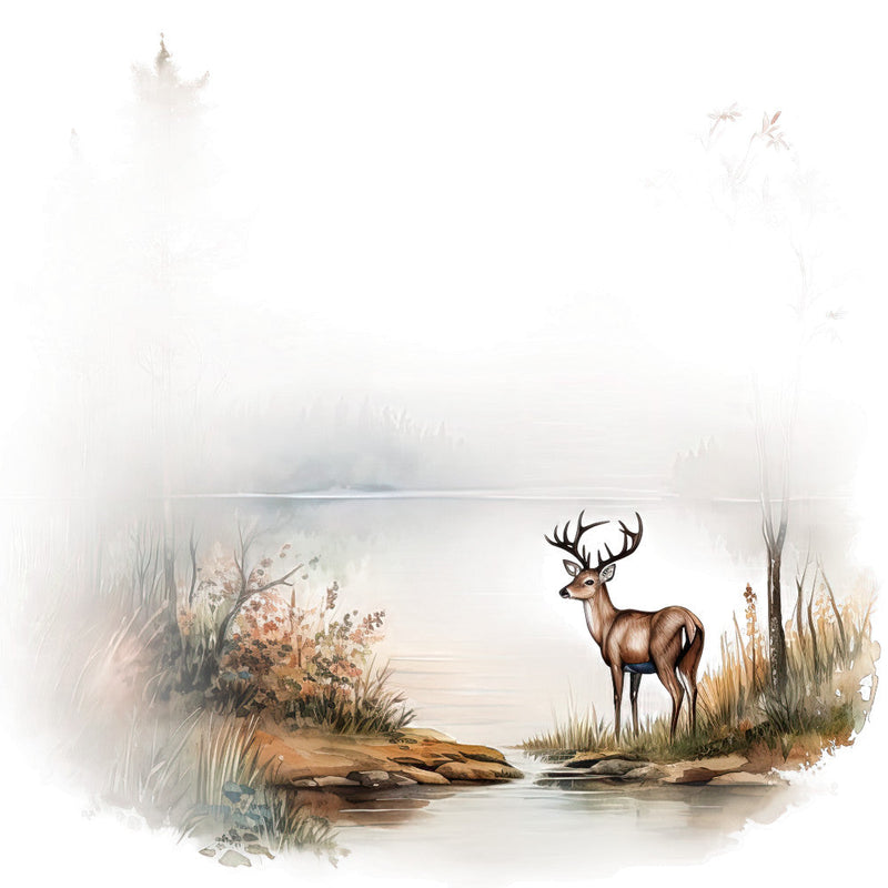 Watercolor Deer Fabric Panel 1