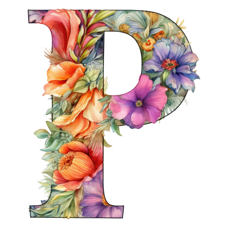 Alphabet Flowers Fabric Panel 12