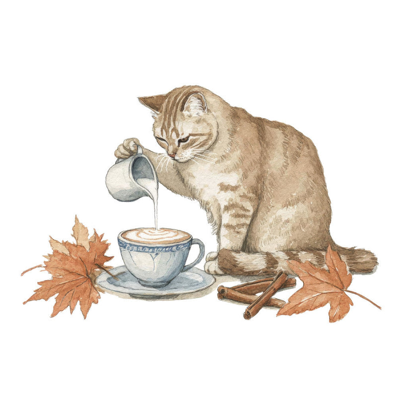 Cozy Autumn Cats Fabric Panel 27