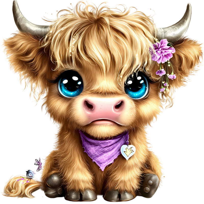 Adorable Highland Cows Fabric Panel 45