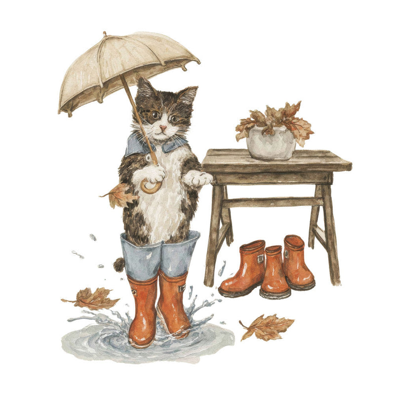 Cozy Autumn Cats Fabric Panel 58