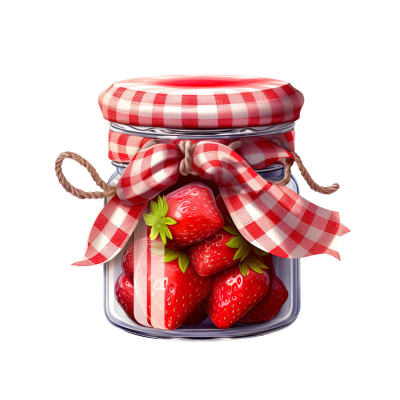 Strawberry Jam Jars Fabric Panel 8