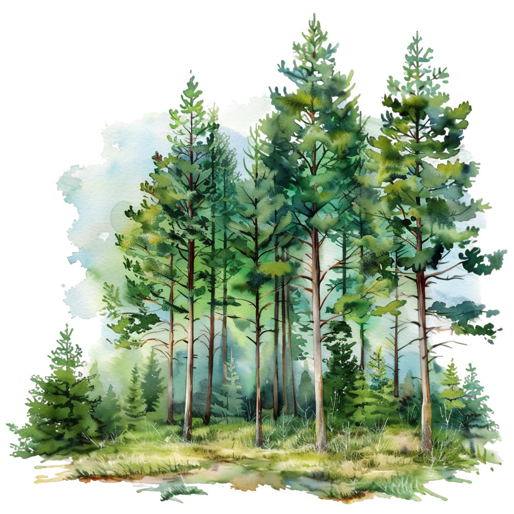 Watercolor Summer Landscapes Fabric Panel 8