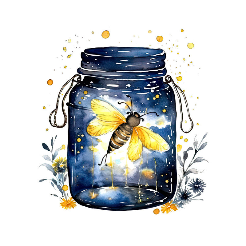 Fireflies in a Jar Fabric Panel 2