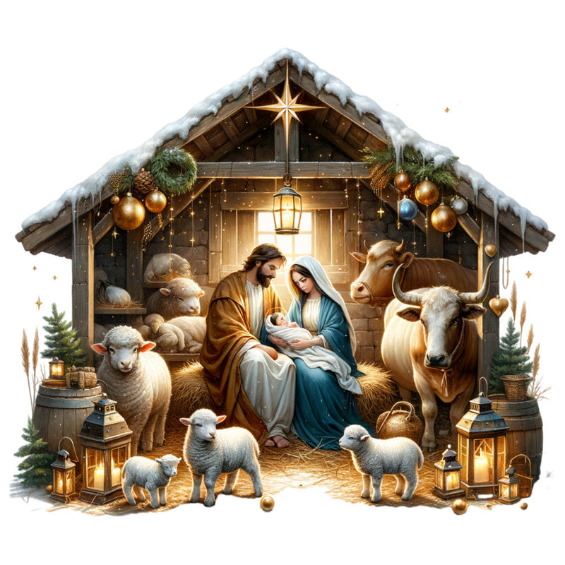 Golden Nativity Fabric Panel 4