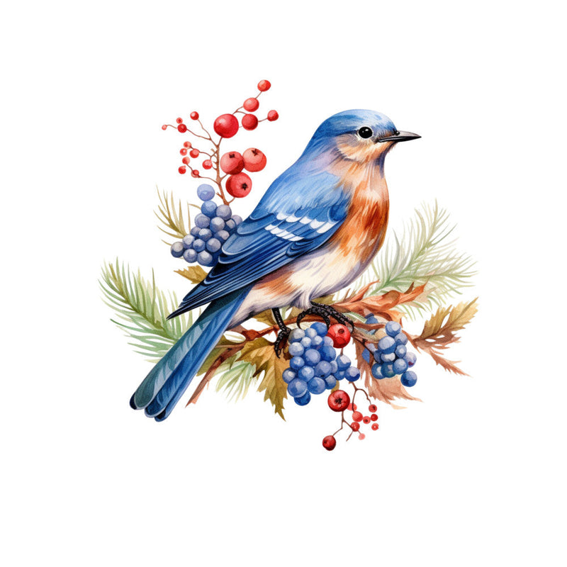 Winter Birds on Branches Fabric Panel 5