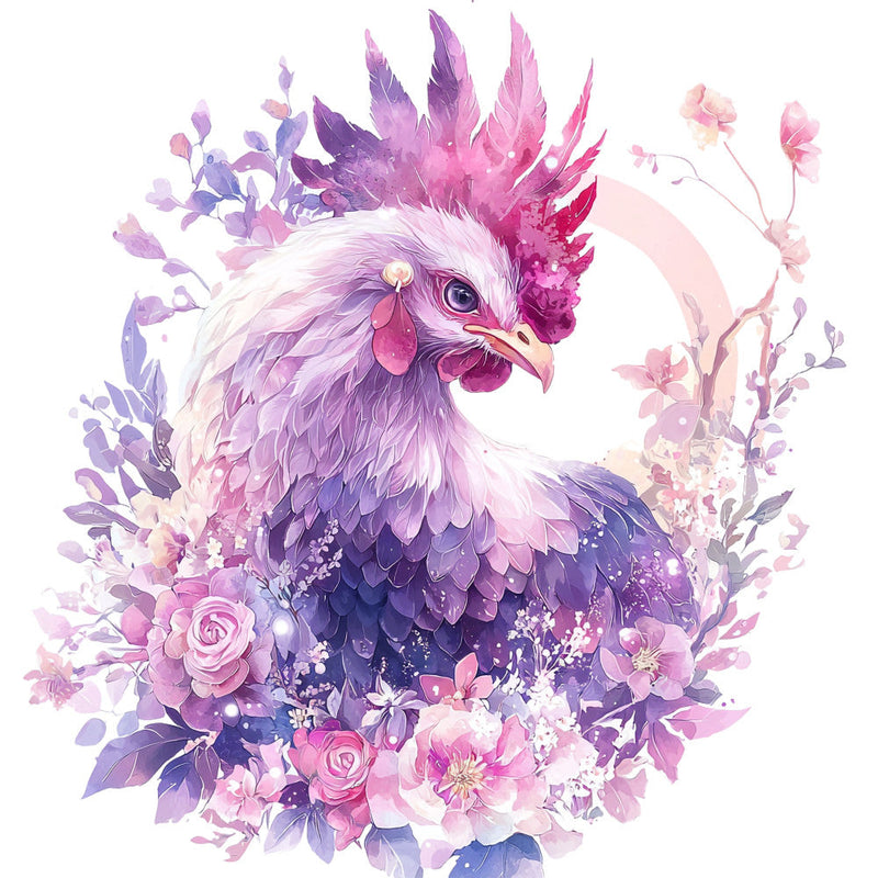 Floral Rooster Fabric Panel 4