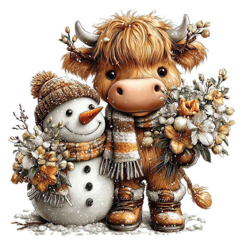 Christmas Highland Cow Fabric Panel 21