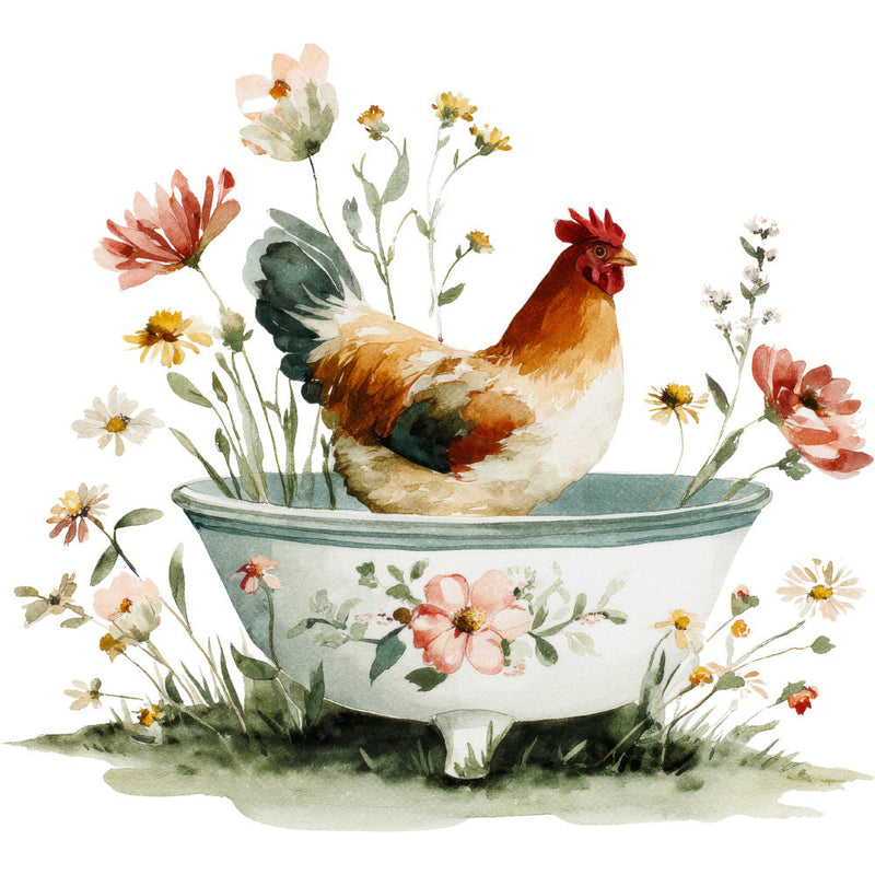 Farmhouse Chicken Decor Fabric Panel 37