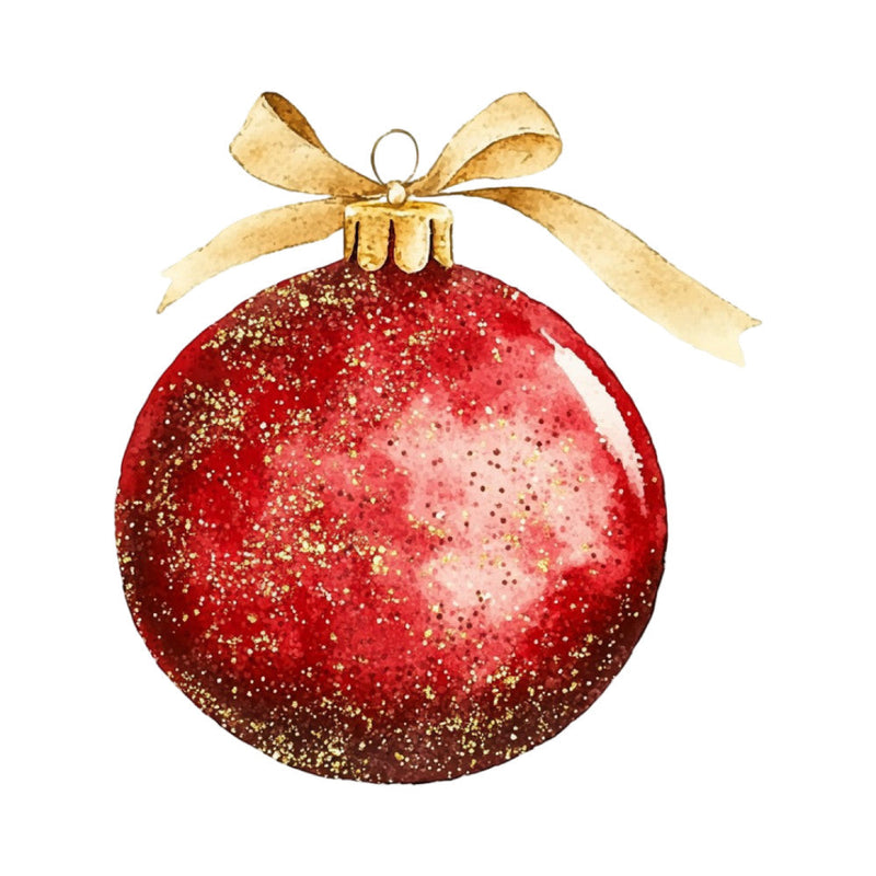 Watercolor Christmas Ornaments Fabric Panel 15