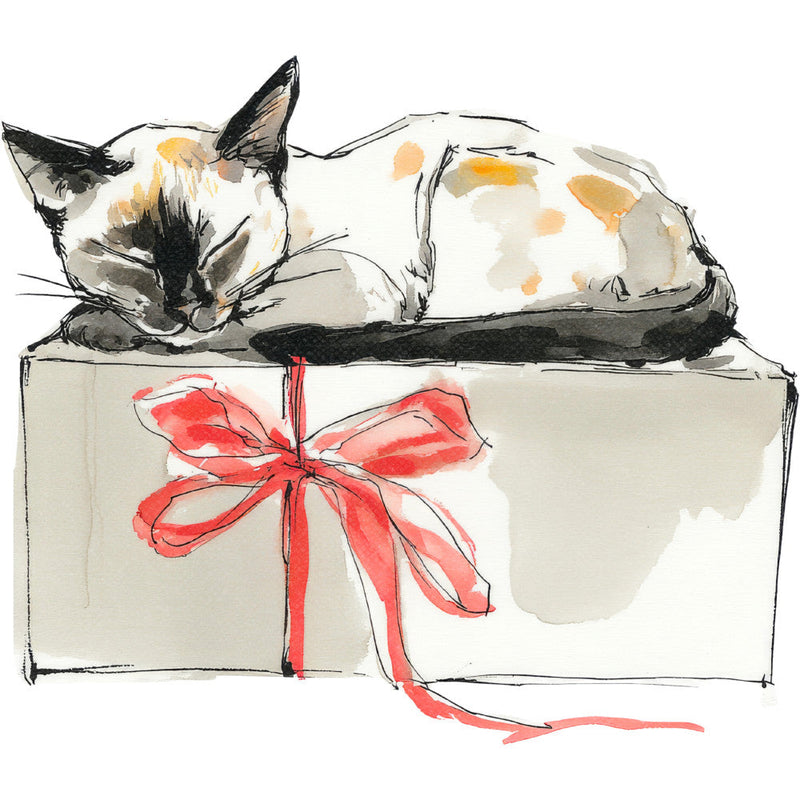 Handdrawn Christmas Cats Fabric Panel 32