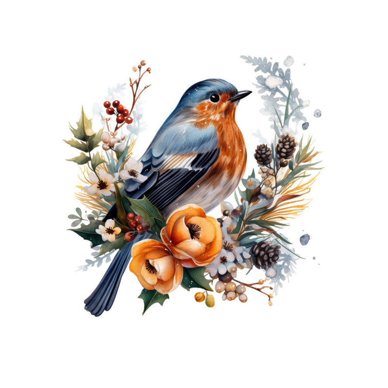 Winter Birds on Branches Fabric Panel 11