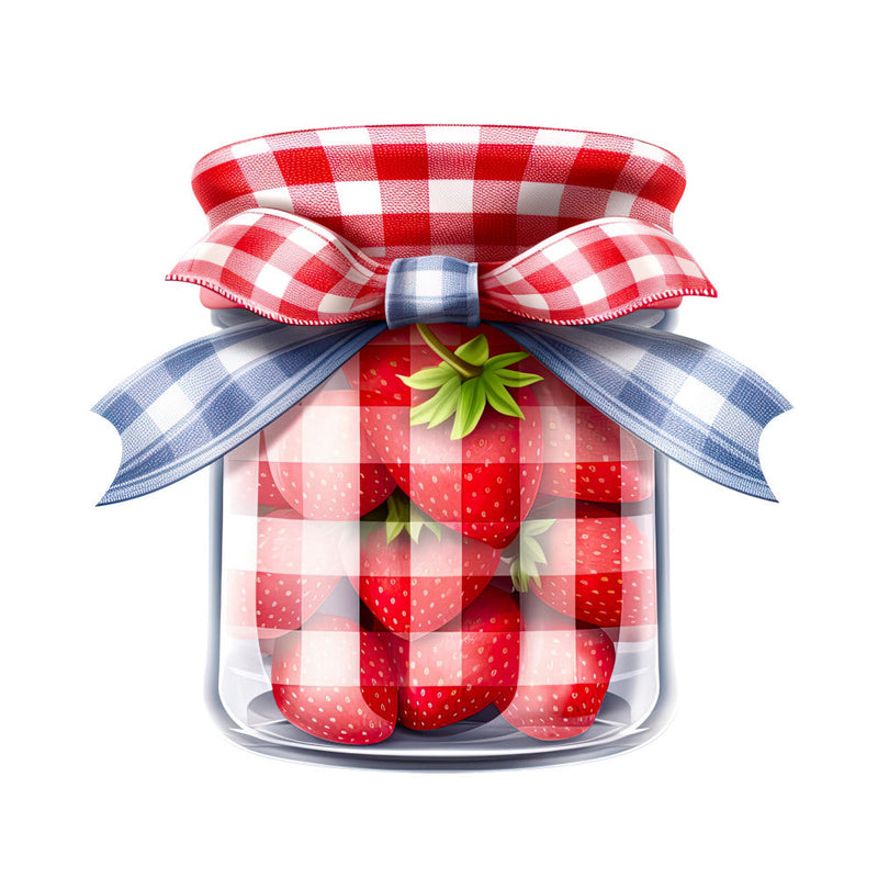 Strawberry Jam Jars Fabric Panel 7