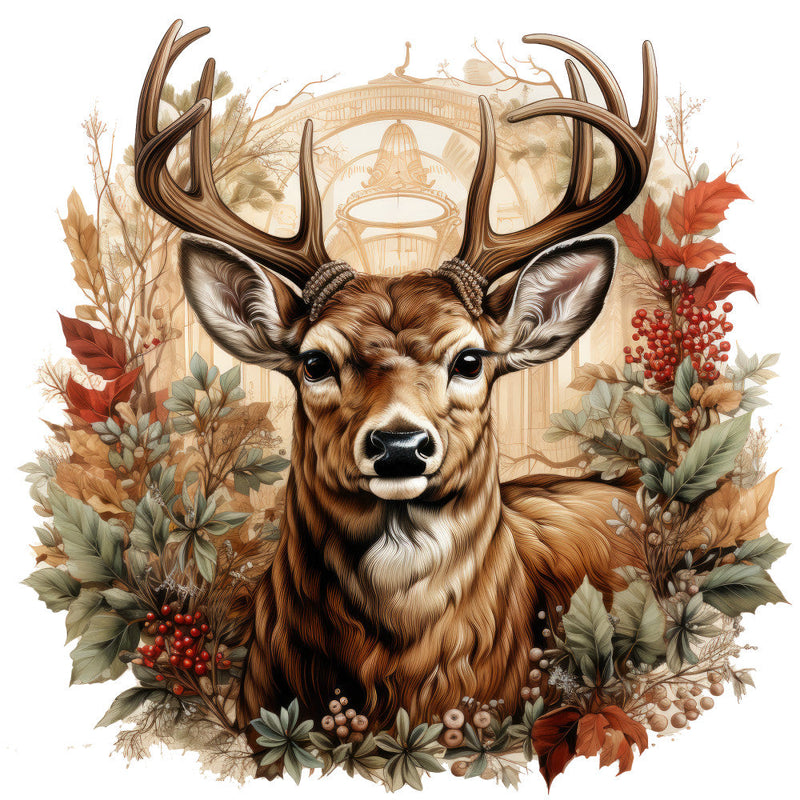 Vintage Deer Head Fabric Panel 2