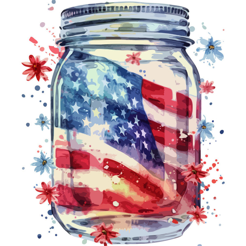 Watercolor 4th of July Fabric Panel 8