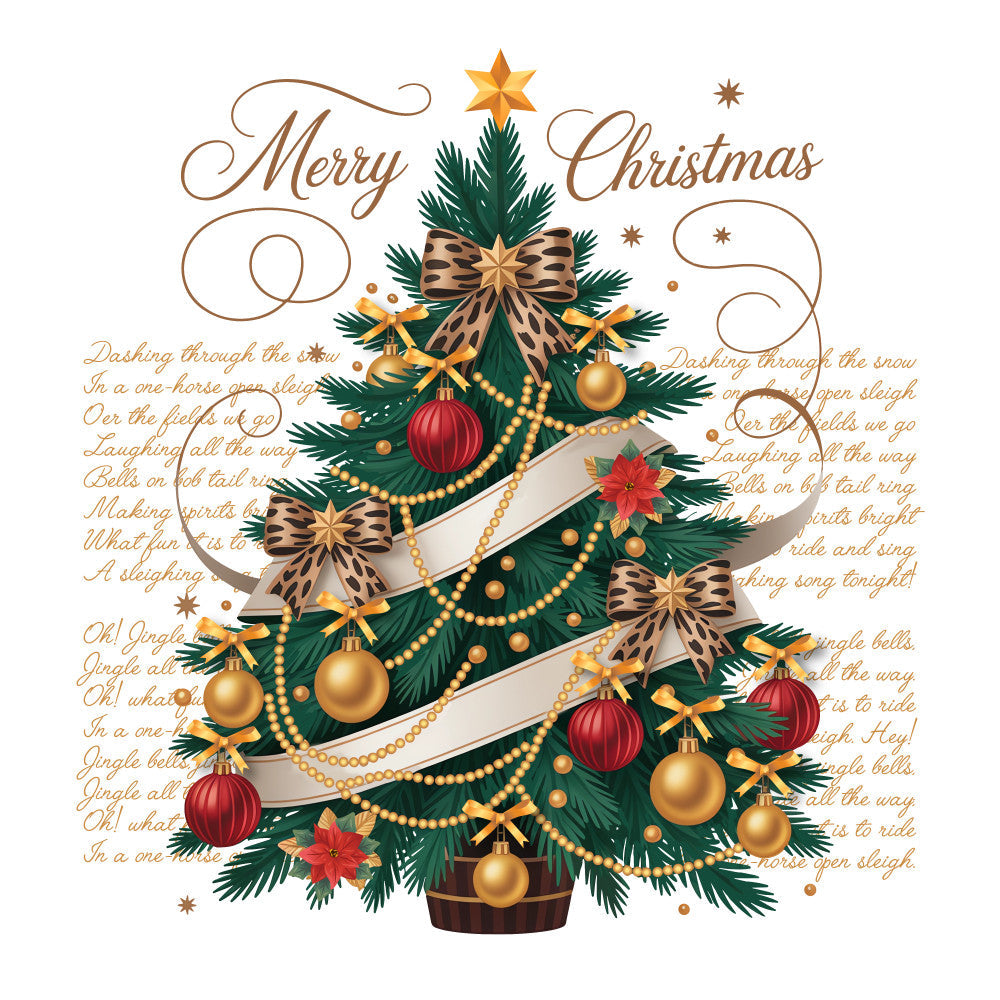 Vintage Christmas Tree Poster Fabric Panel 1