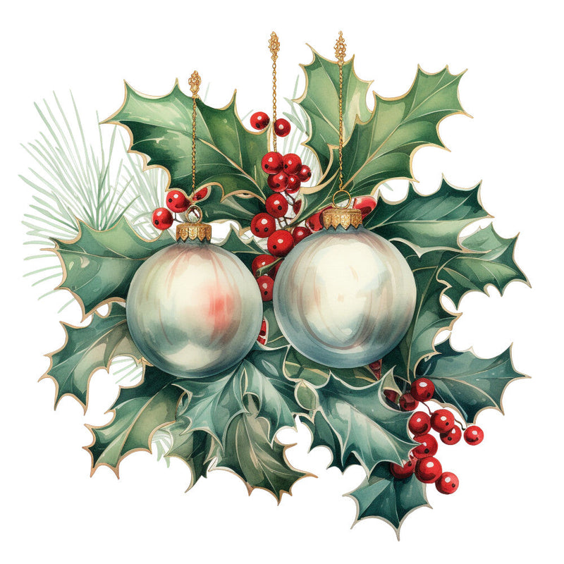 Holly and Baubles Fabric Panel 23