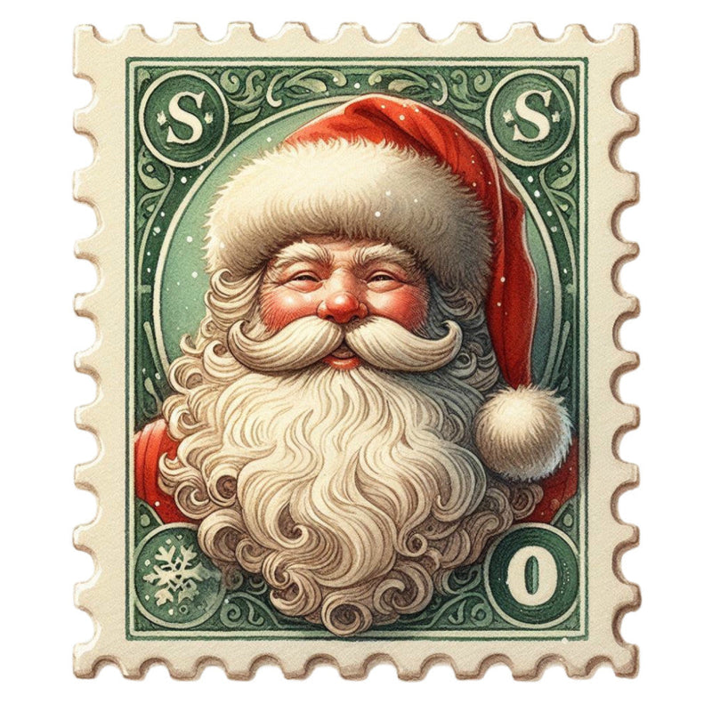 Santa Claus Postage Stamps Fabric Panel 23