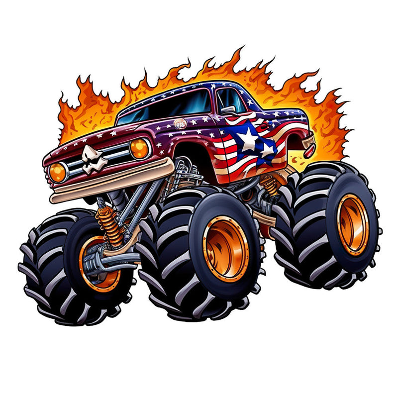 Monster Truck Crushes Fabric Panel 17
