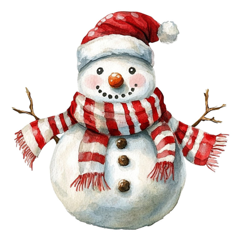 Watercolor Christmas Snowman Fabric Panel 21
