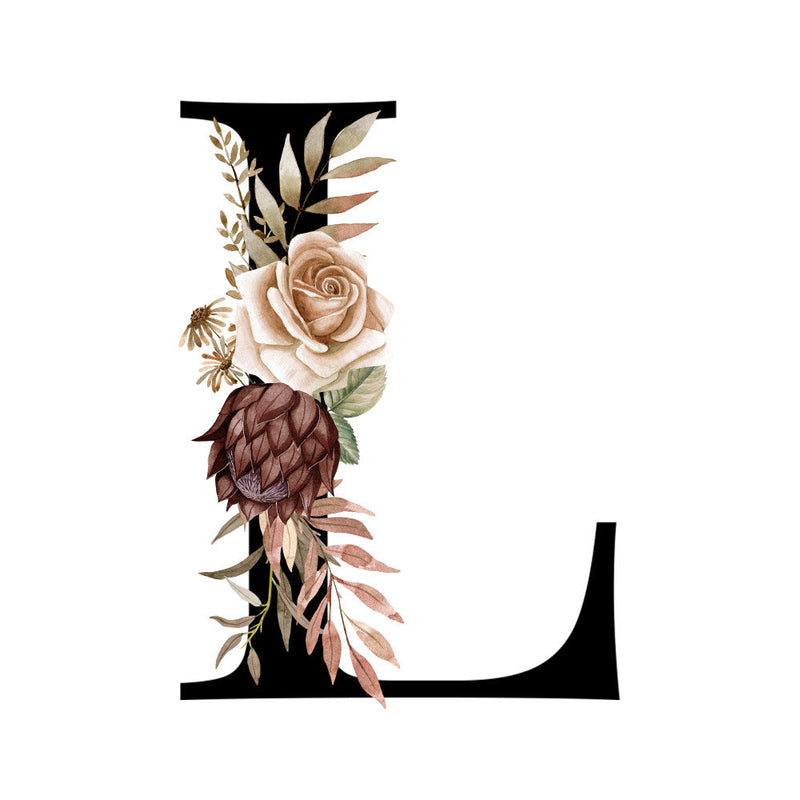 Alphabet with Watercolor Flowers Fabric Panel 4