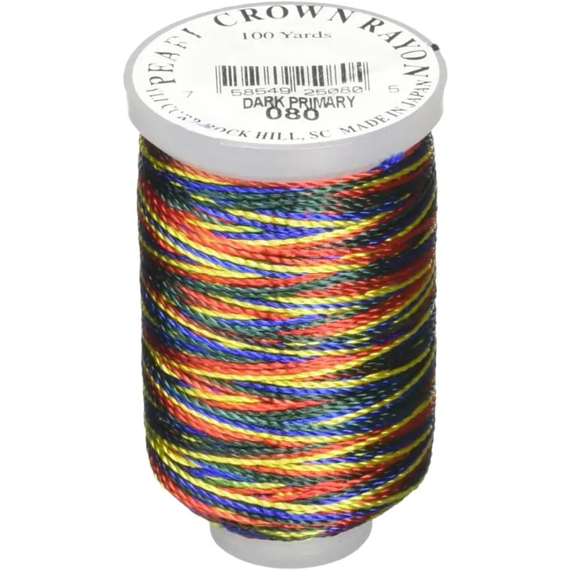 Pearl Crown Rayon #080 - Dark Primary Variegated Mini Cone