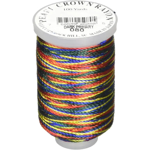 Pearl Crown Rayon #080 - Dark Primary Variegated Mini Cone
