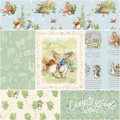 Peter Rabbit & Benjamin Bunny 1 Yard Bundle Blue, 6pcs
