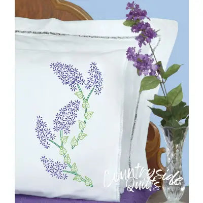Pillowcase with Lace Edge Lilacs
