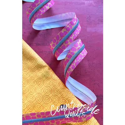 Pink Pebble Zipper Tape With Nickel Teeth
