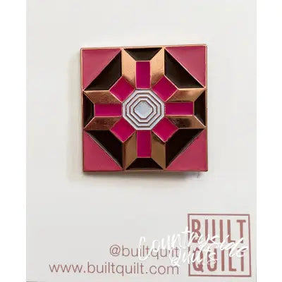 Pink Prosperity Block Enamel Pin