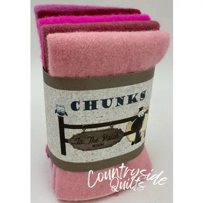 Pink Wool Chunks 5pc 9in x 10in