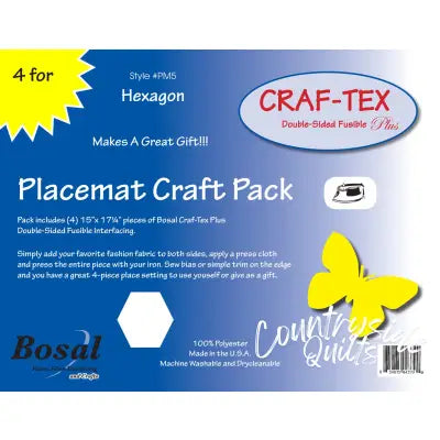 Placemat Craft Pack 15in x 17-1/4in Hexagon 4pk