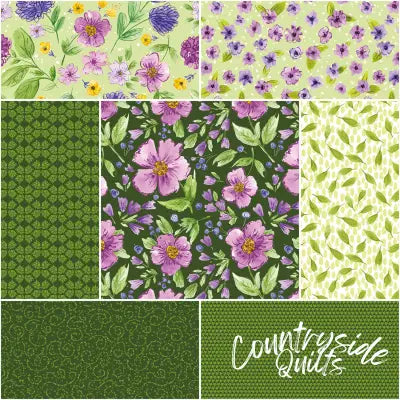 Plum Petals 1 Yard Bundle Green, 7pcs/bundle