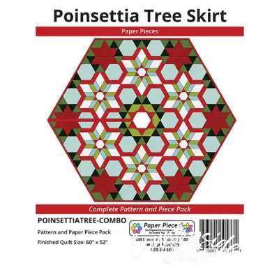 Poinsettia Tree Skirt Complete Pattern and Paper Piece Pack by Paper Pieces