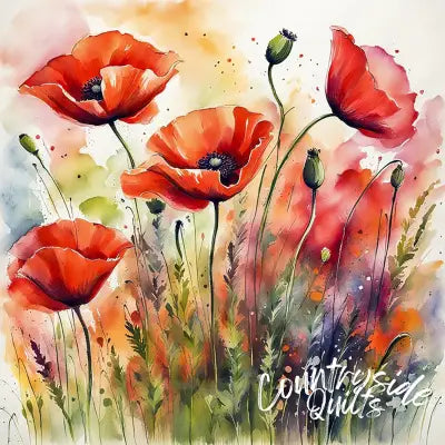 Poppies Panel 17in x 17in