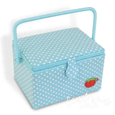 Premium Sewing Basket Set Large Aqua Dot