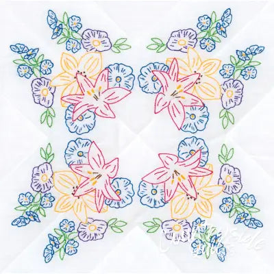 Pretty Flowers 18 Quilt Squares"
